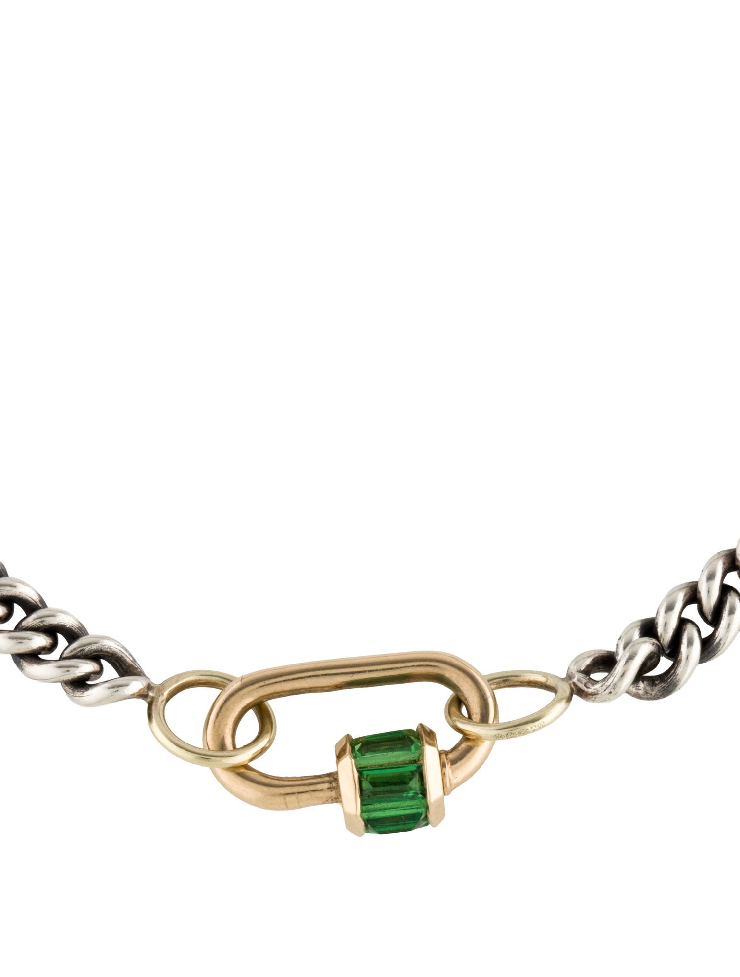 Marla Aaron Tsavorite Garnet Total Baguette Babylock w/Heavy Curb Chain Bracelet