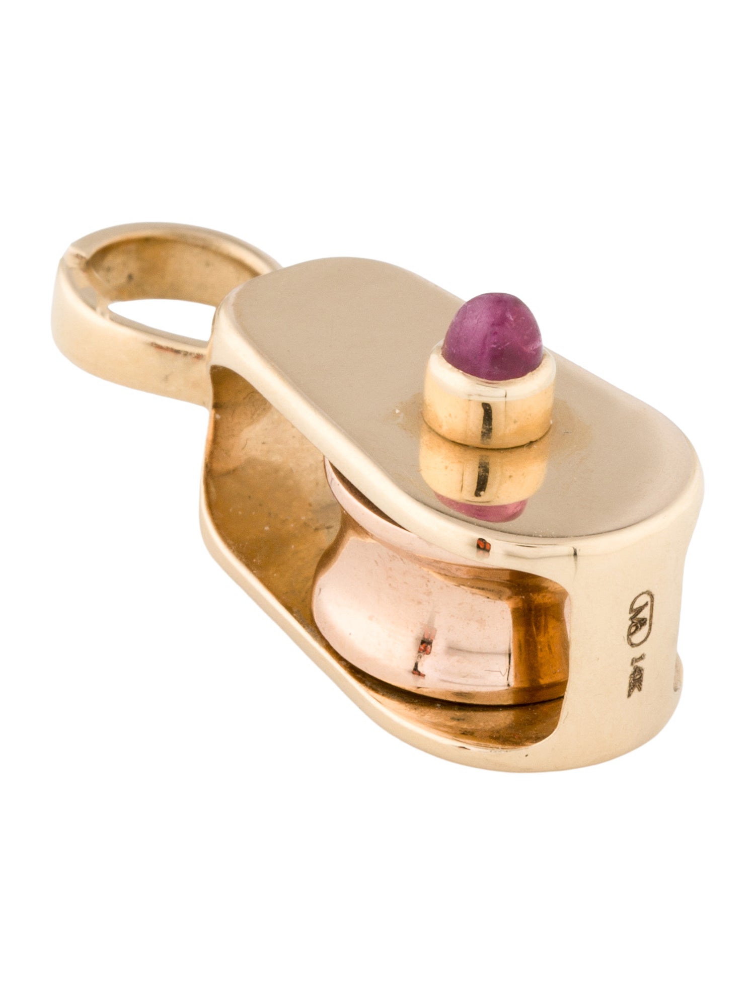 Marla Aaron 14K Ruby Two-Tone Pulley Necklace Pendant