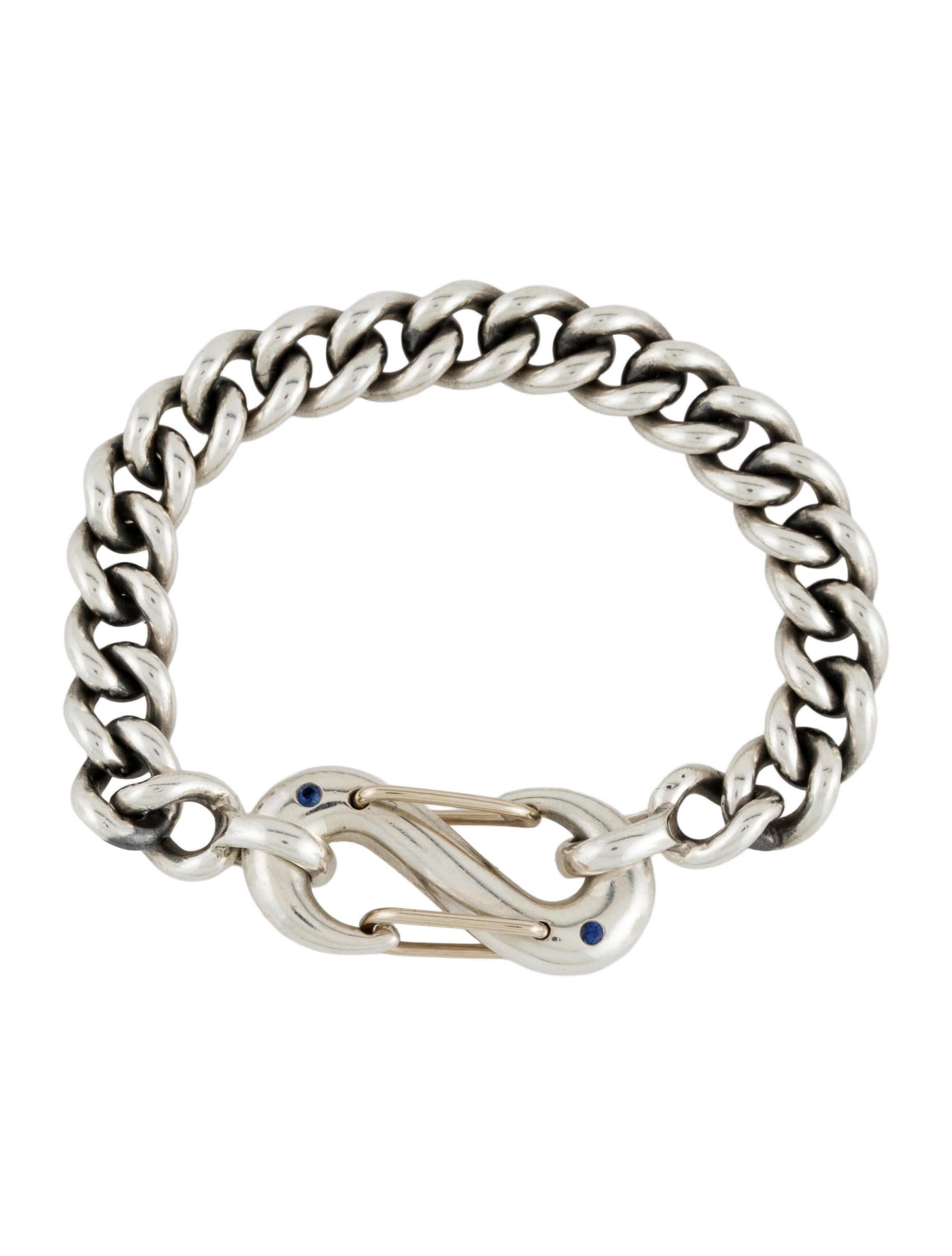 Marla Aaron Sapphire Pushmipullyu Lock Curb Bracelet