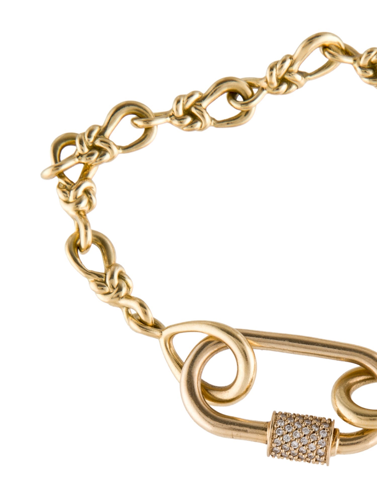 Marla Aaron 18K Large True Lover's Knot Chain Bracelet w/14K Diamond Medium Lock