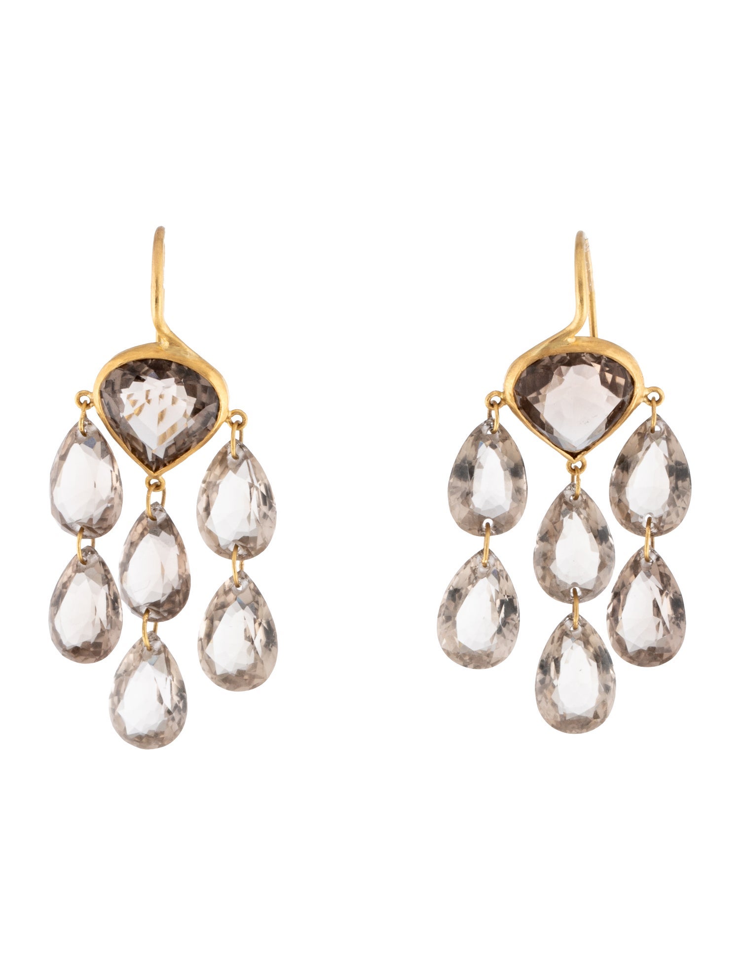Marie-Hélène de Taillac 22K Smoky Quartz Chandelier Earrings