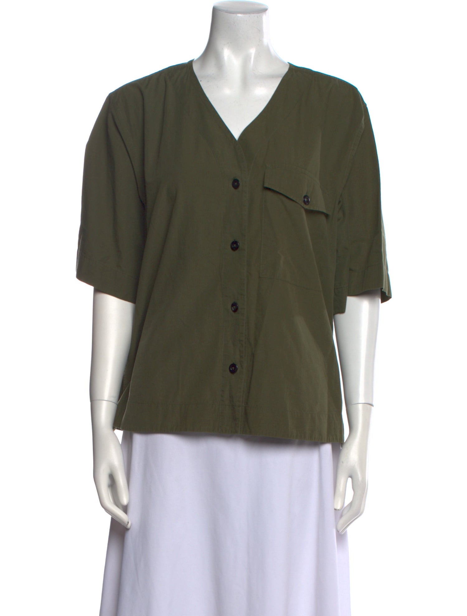 Margaret Howell V-Neck Short Sleeve Blouse