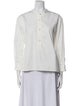 Margaret Howell Mock Neck Three-Quarter Sleeve Button-Up Top