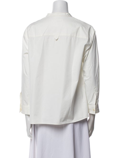 Margaret Howell Mock Neck Three-Quarter Sleeve Button-Up Top