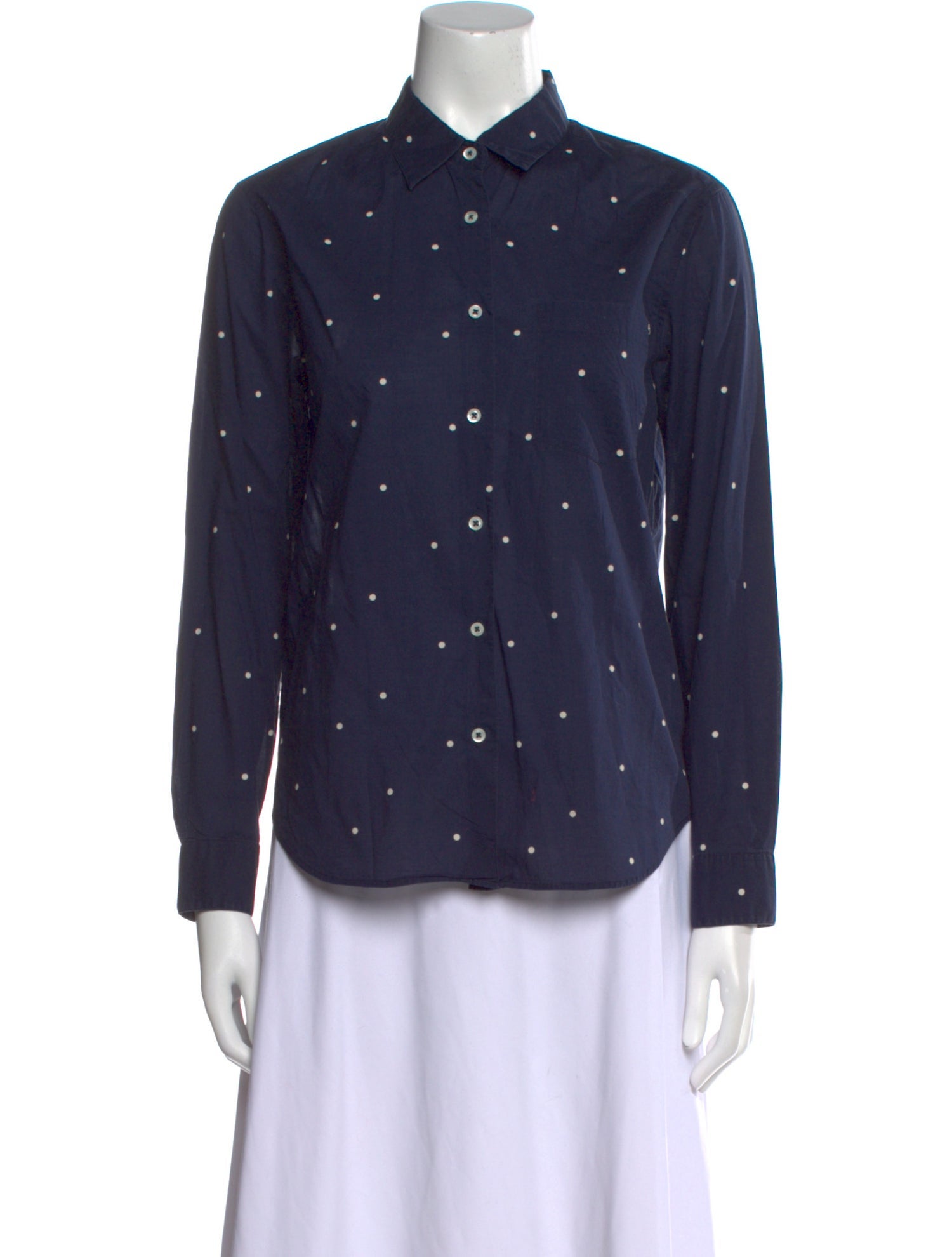Margaret Howell Polka Dot Print Long Sleeve Button-Up Top