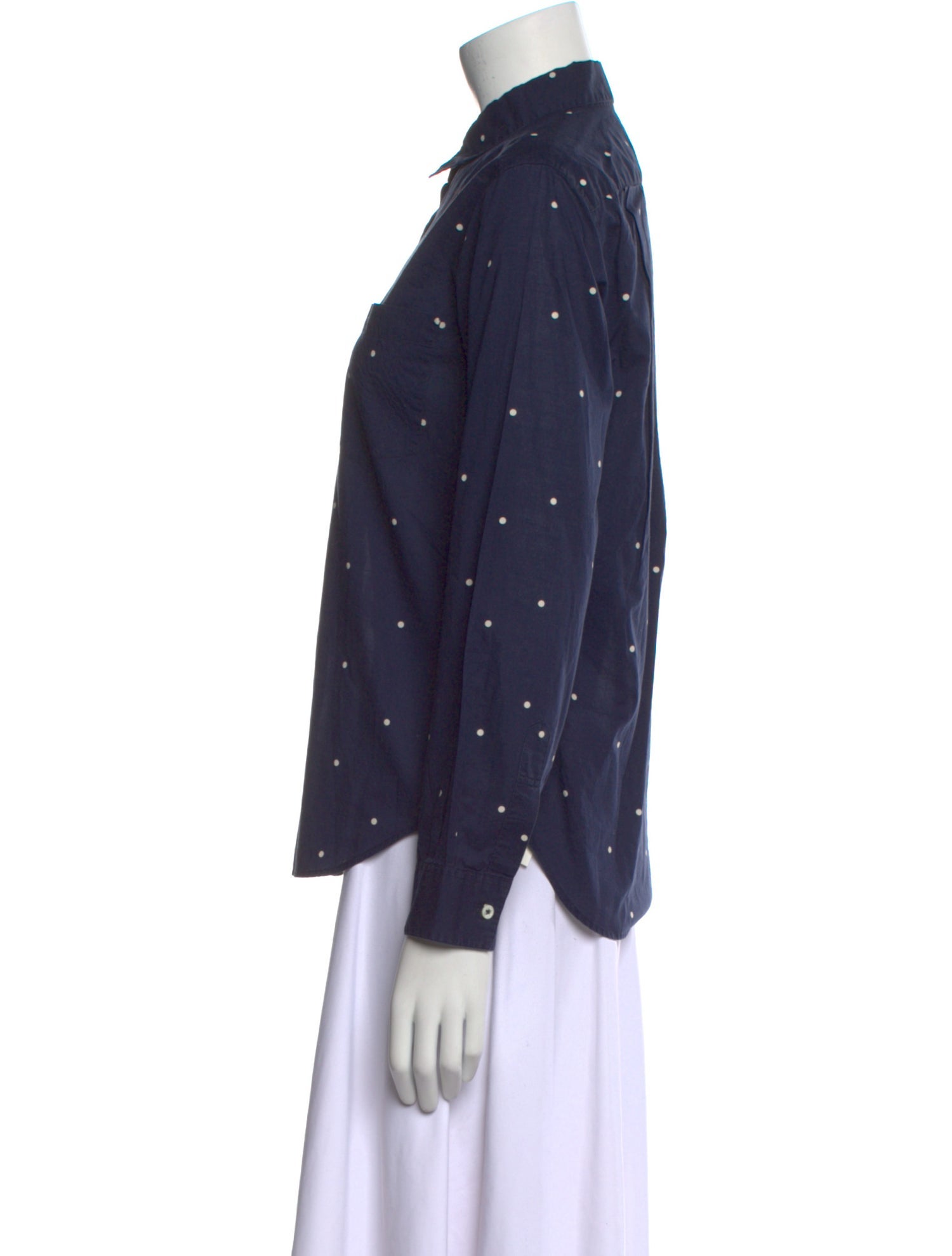 Margaret Howell Polka Dot Print Long Sleeve Button-Up Top