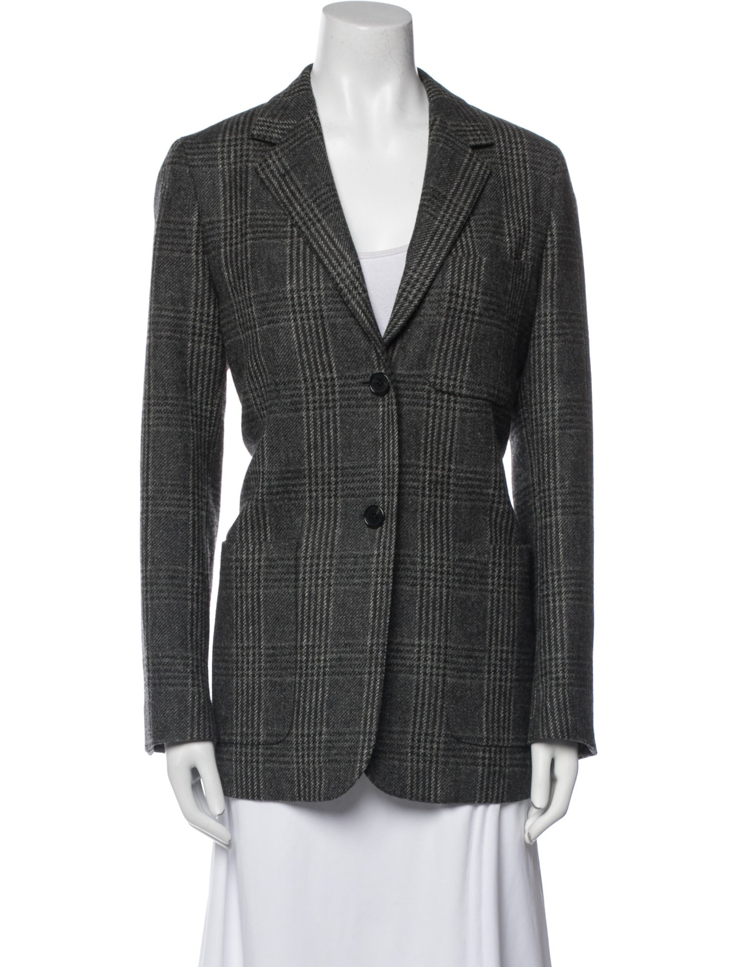 Margaret Howell Wool Plaid Print Blazer