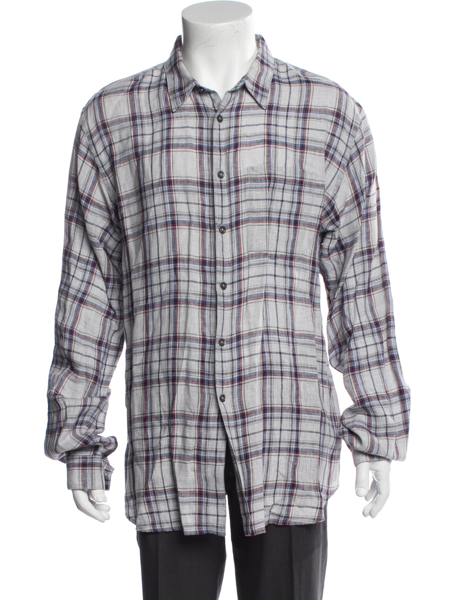 Margaret Howell Linen Plaid Print Shirt