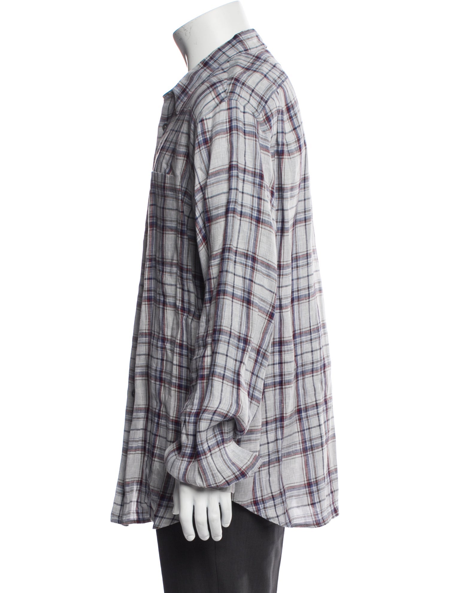 Margaret Howell Linen Plaid Print Shirt