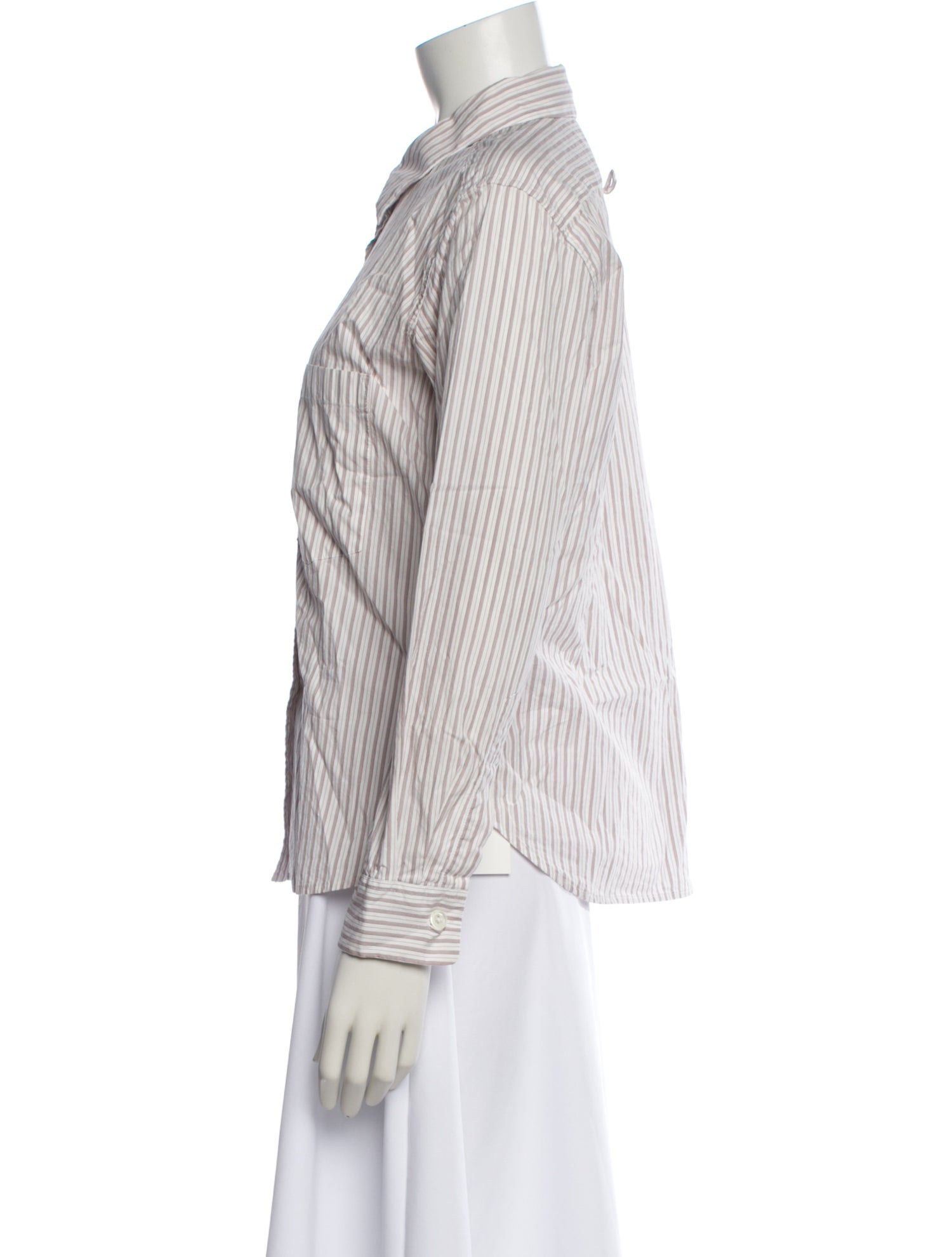 Margaret Howell Striped Long Sleeve Button-Up Top