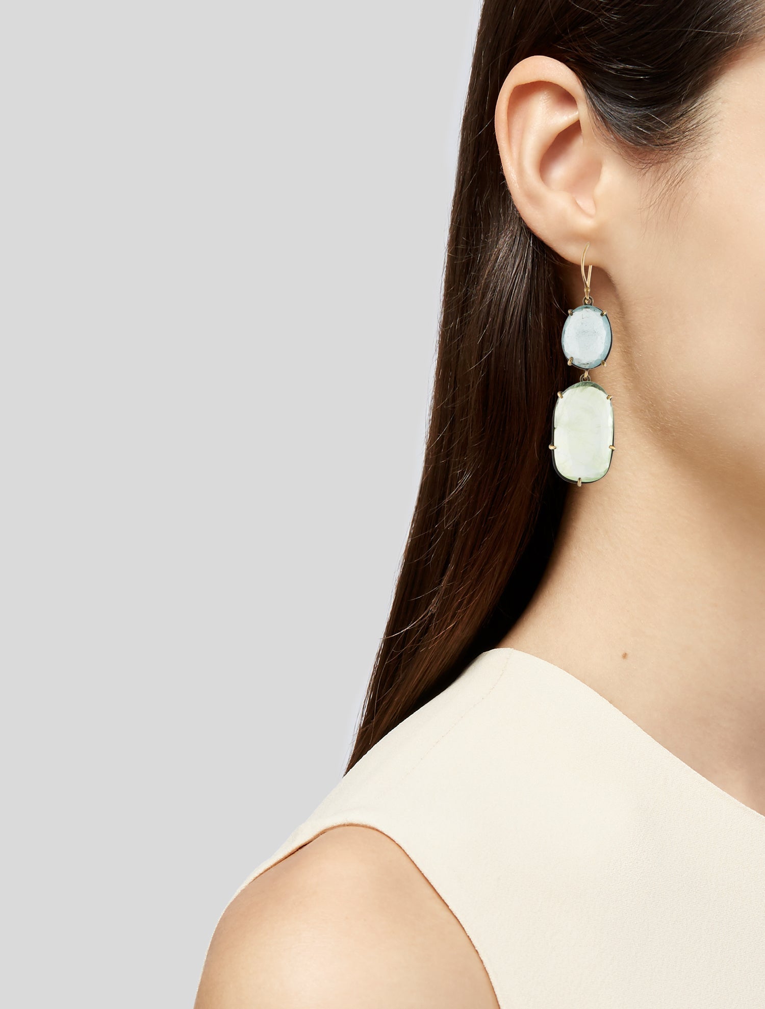 Margery Hirschey Aquamarine & Prehnite Drop Earrings
