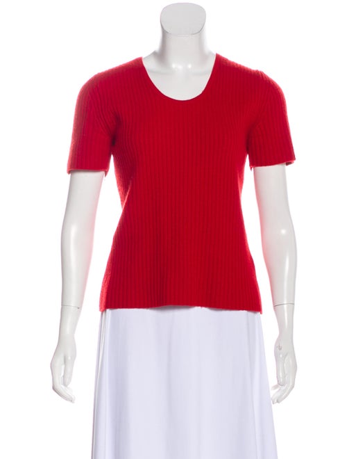 Michael Kors Cashmere Short Sleeve Sweater Red