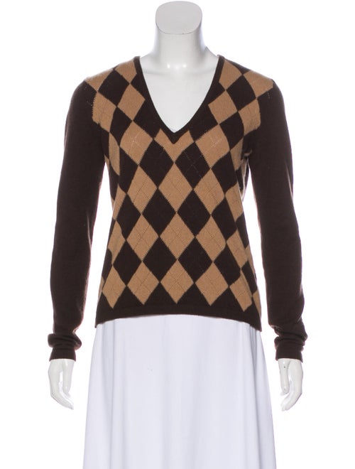Michael Kors Cashmere Argyle Sweater tan