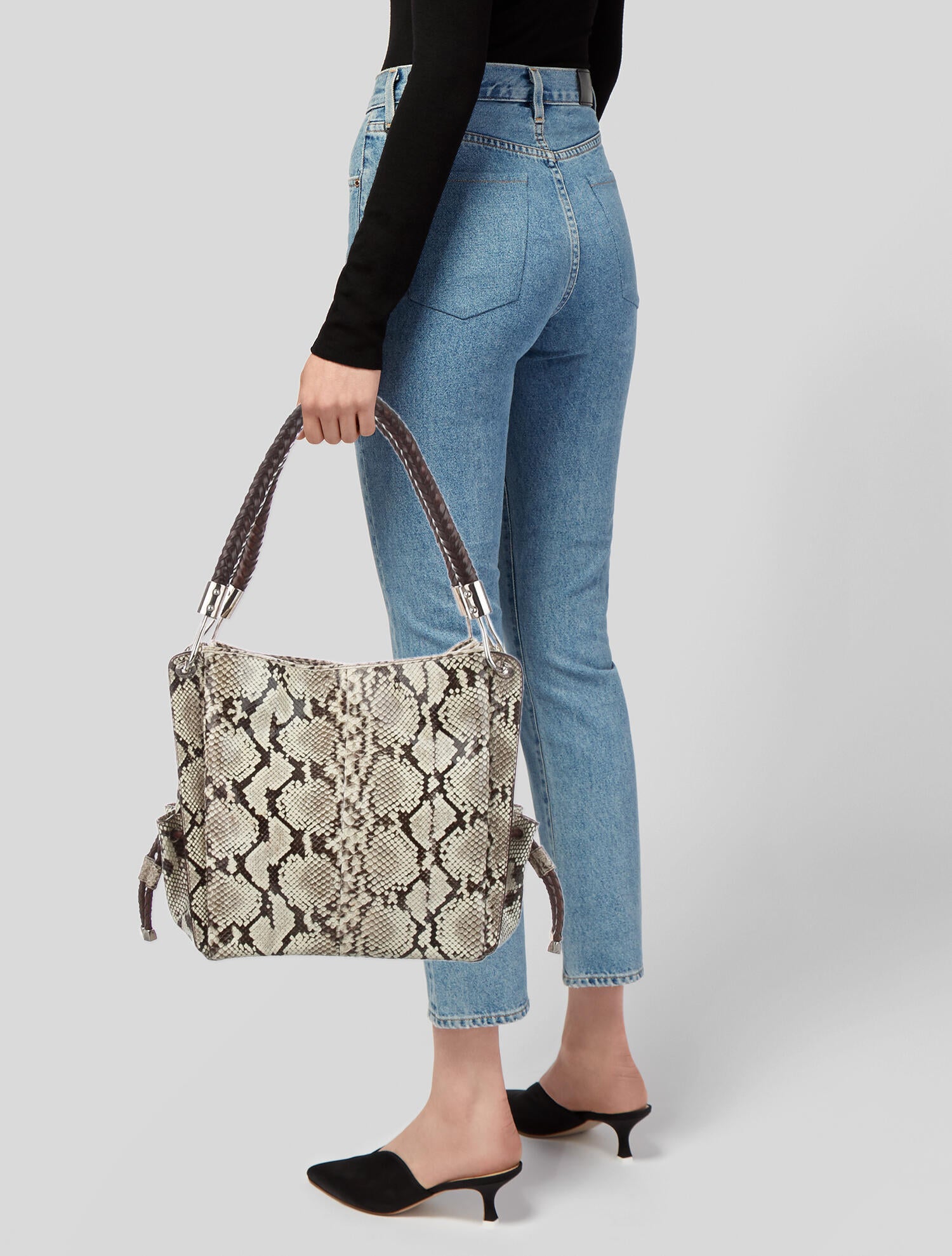 Michael Kors Leather-Trimmed Python Tote