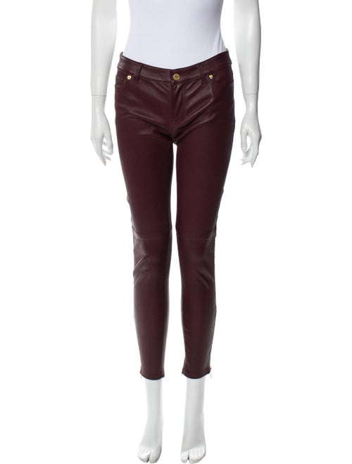 Michael Kors Lamb Leather Skinny Leg Pants Red