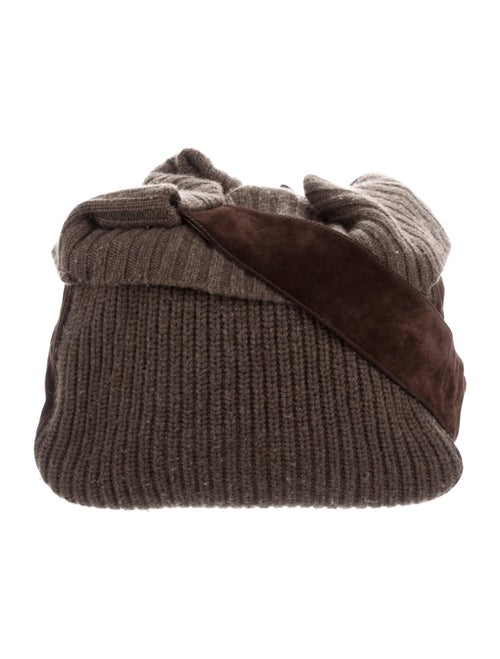 Michael Kors Suede-Trimmed Knit Hobo Brown
