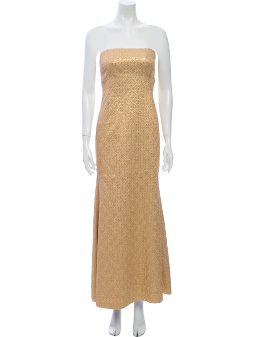 Michael Kors Strapless Long Dress Gold