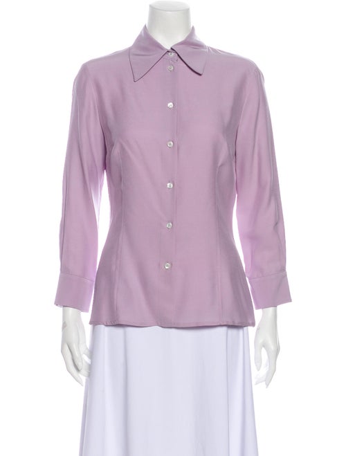 Michael Kors Silk Three-Quarter Sleeve Button-Up T