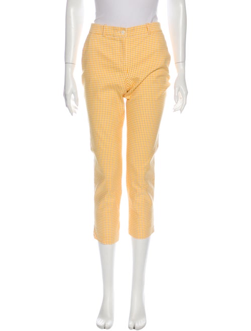 Michael Kors Plaid Print Straight Leg Pants Yellow