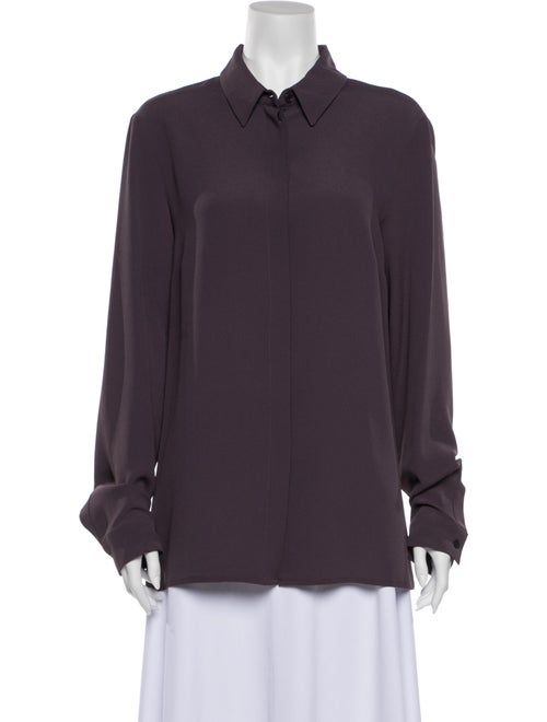 Michael Kors Long Sleeve Button-Up Top Purple