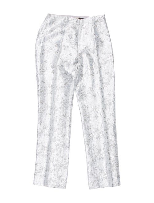 Michael Kors Floral Print Straight Leg Pants Metal