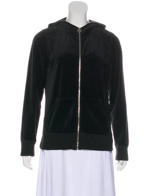 Michael Kors Velvet Hooded Sweater Black