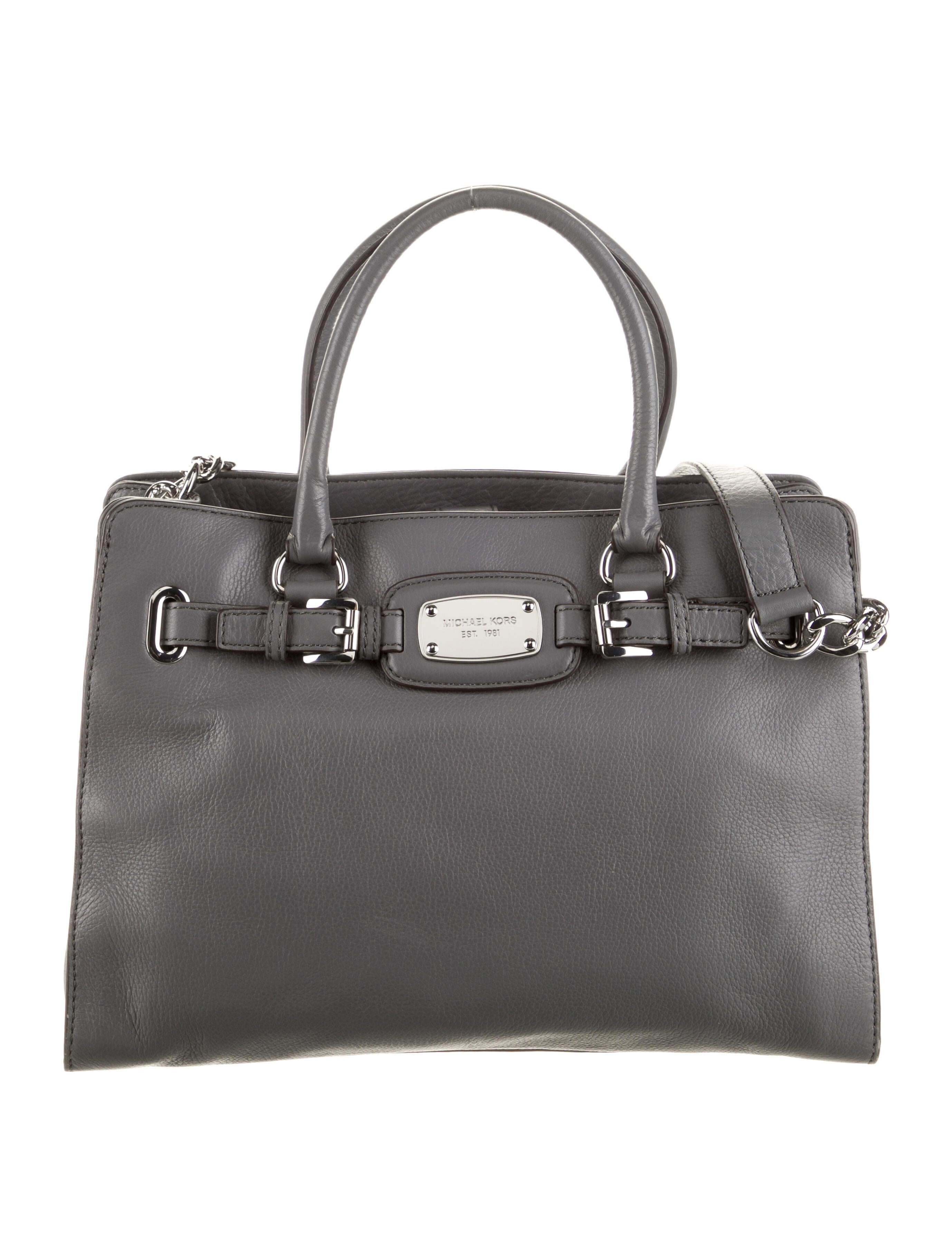 Michael Kors Leather Large Shoulder Bag Grey Shoulder Bags, Handbags