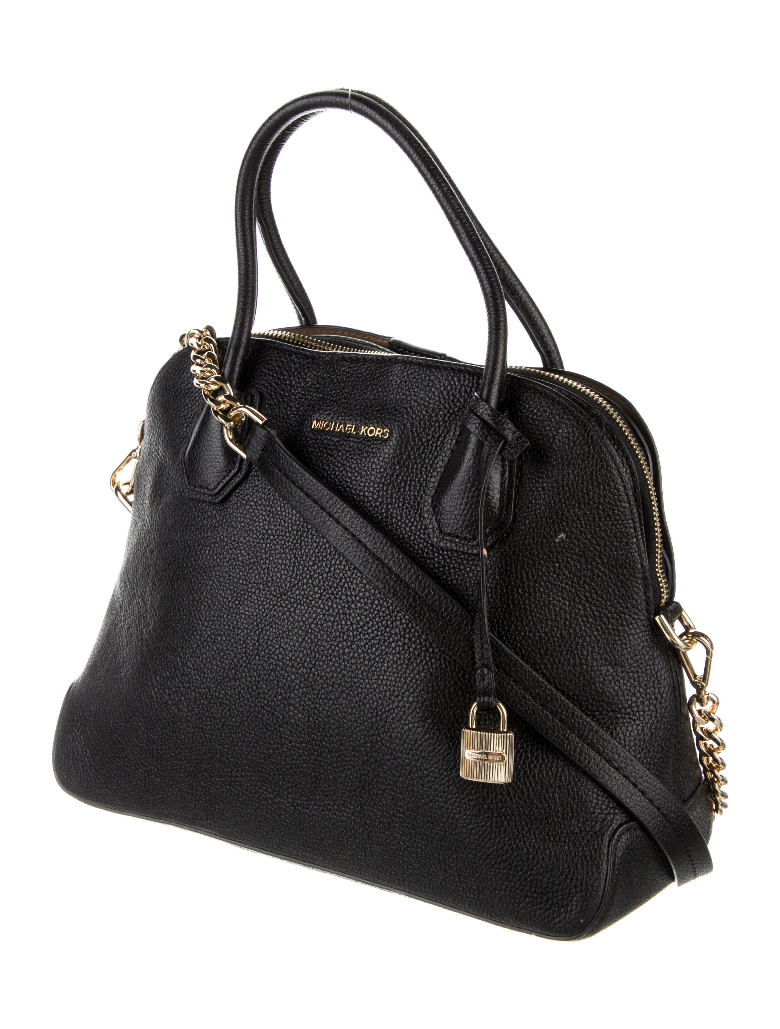 Michael Kors ChainLink Leather Handle Bag Black Handle Bags