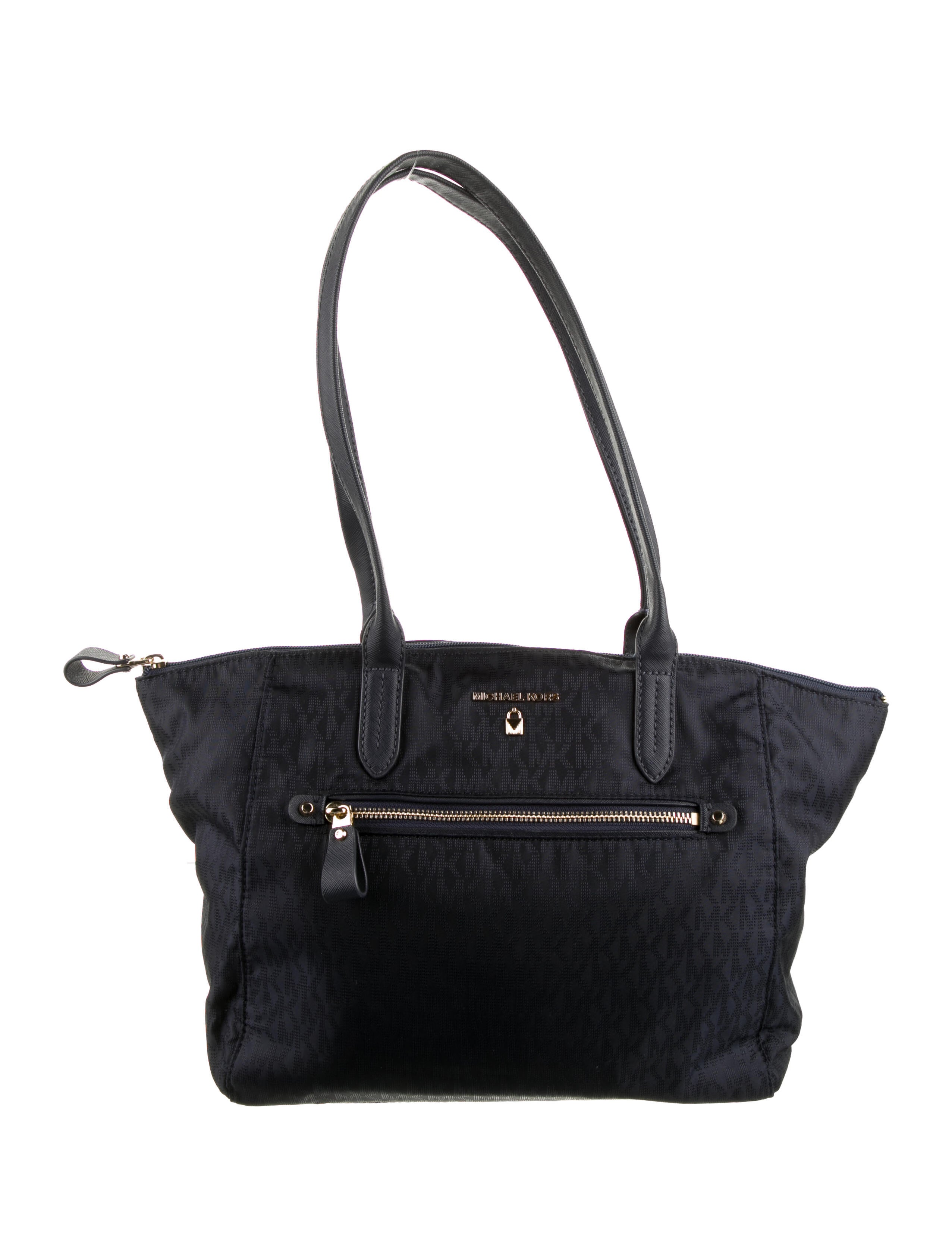 Michael Kors LeatherTrimmed Nylon Shoulder Bag Blue Shoulder Bags