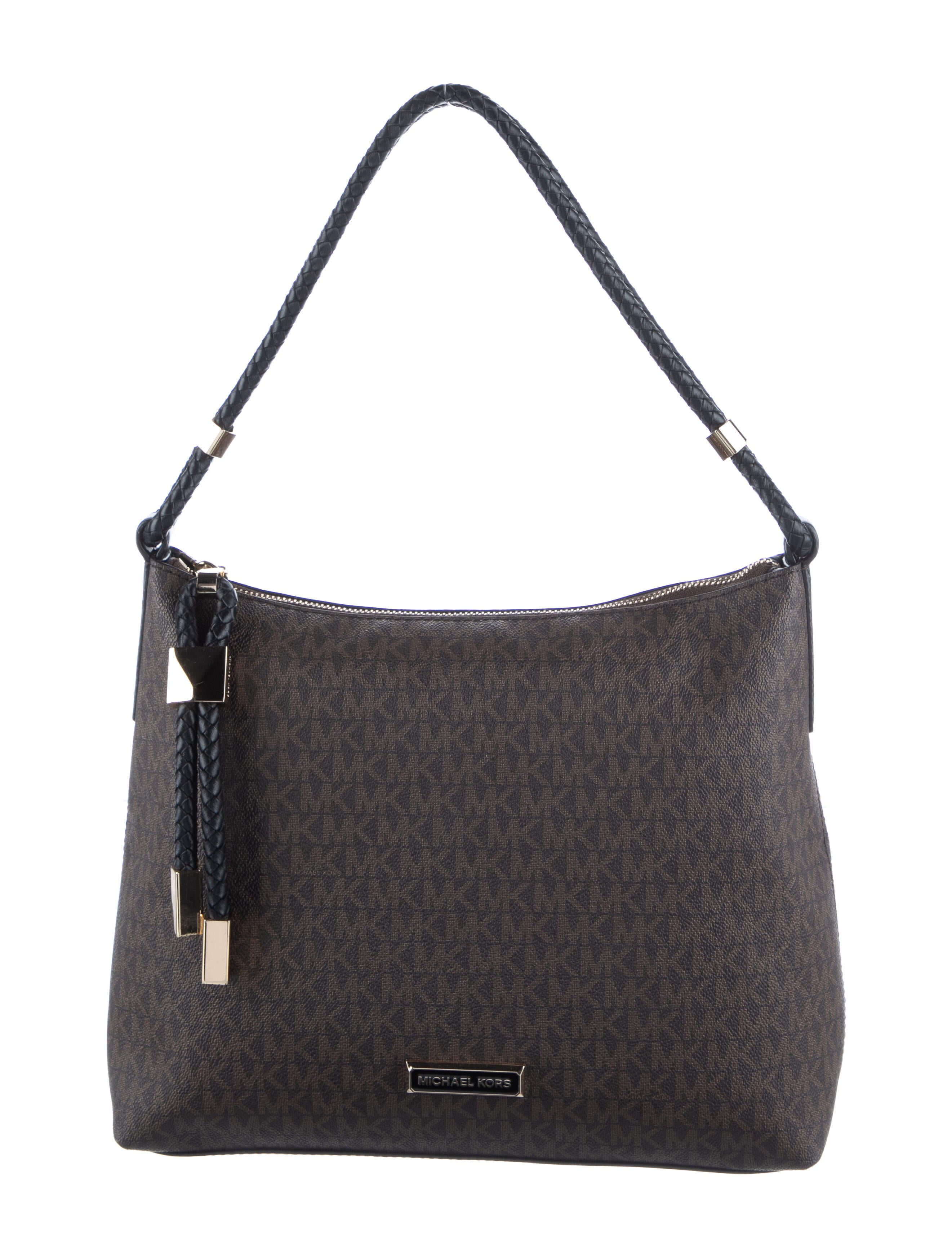 Michael Kors LeatherTrimmed Shoulder Bag Brown Shoulder Bags