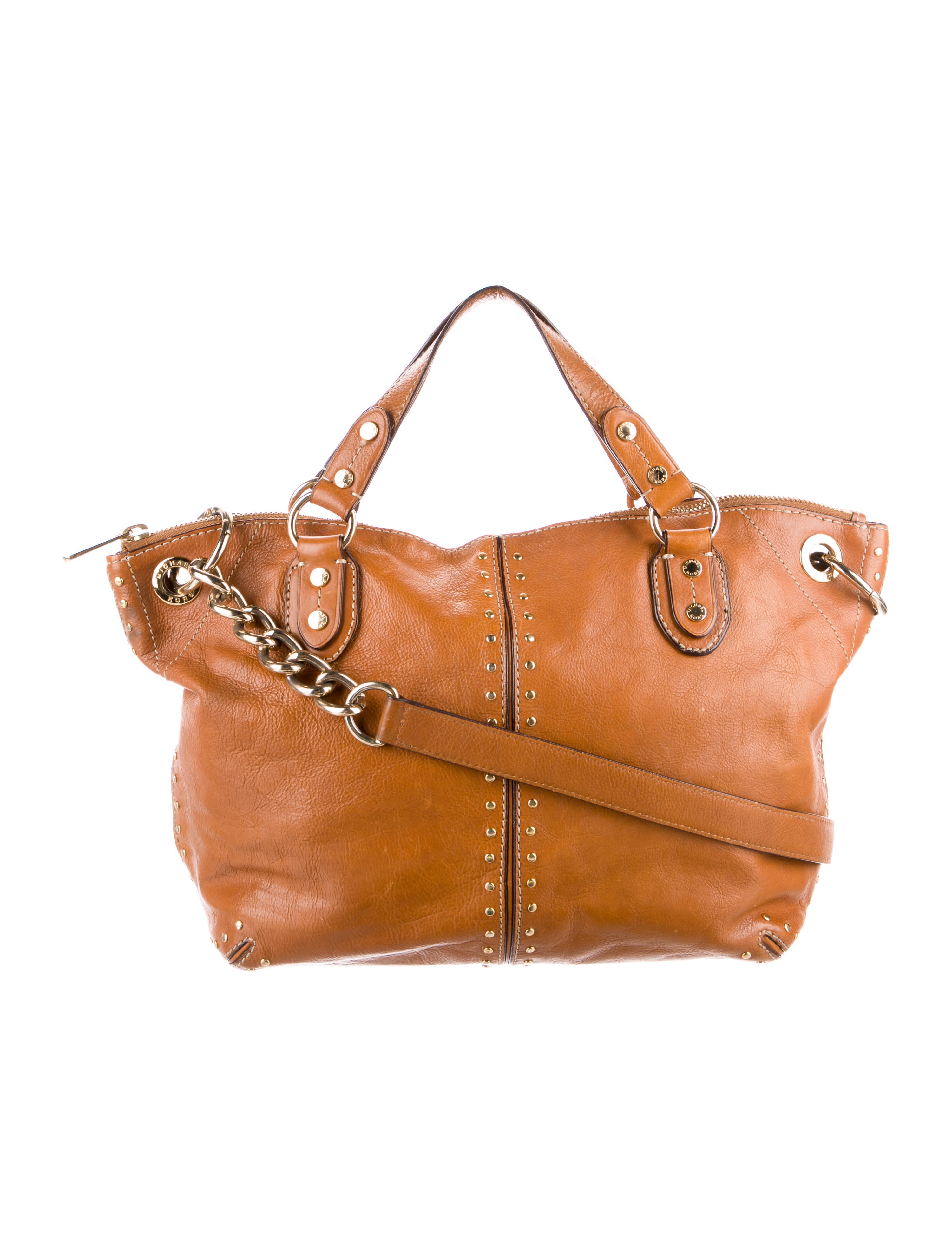 Michael Kors Leather Studded Shoulder Bag Brown Shoulder Bags