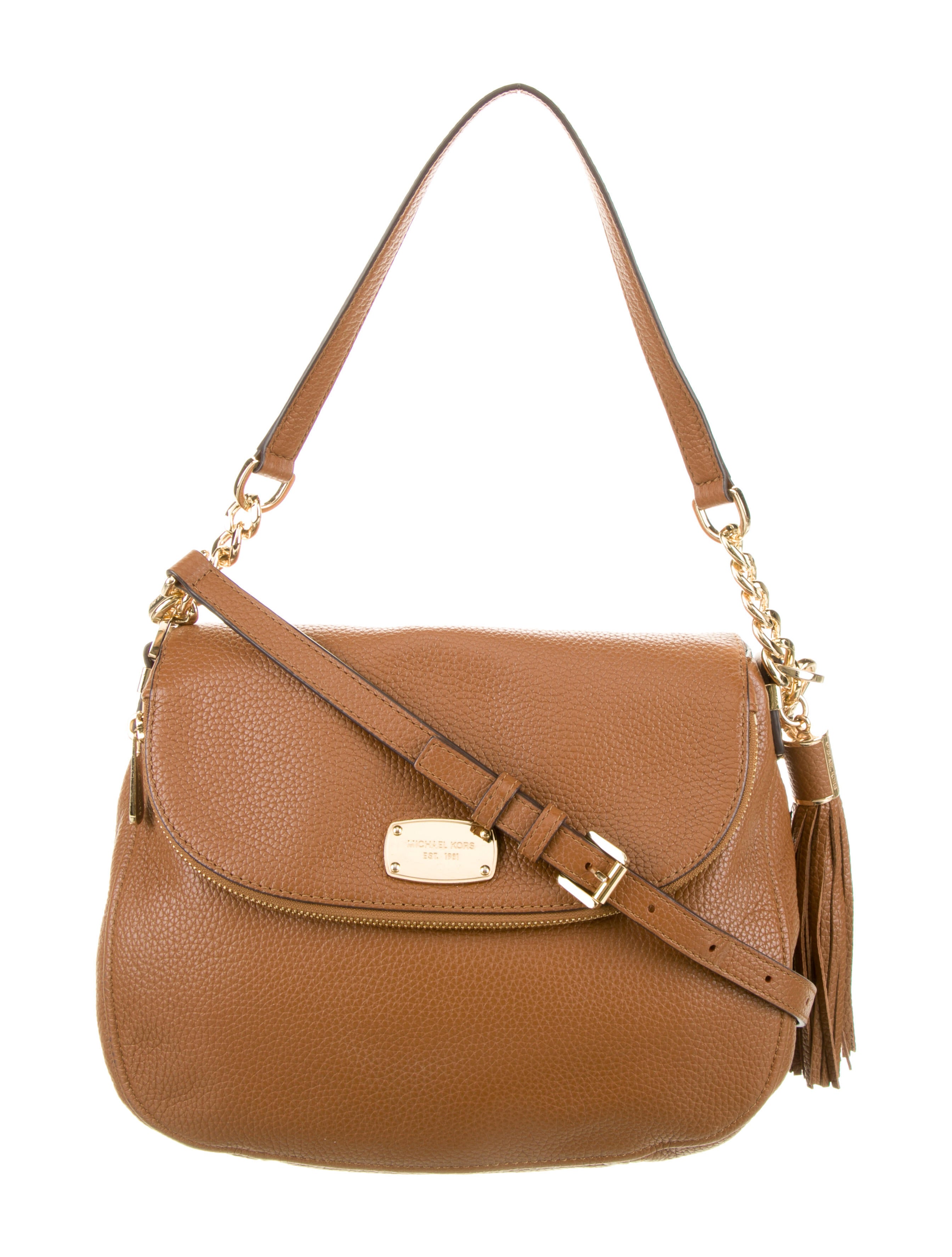Michael Kors Leather ChainLink Shoulder Bag Brown Shoulder Bags
