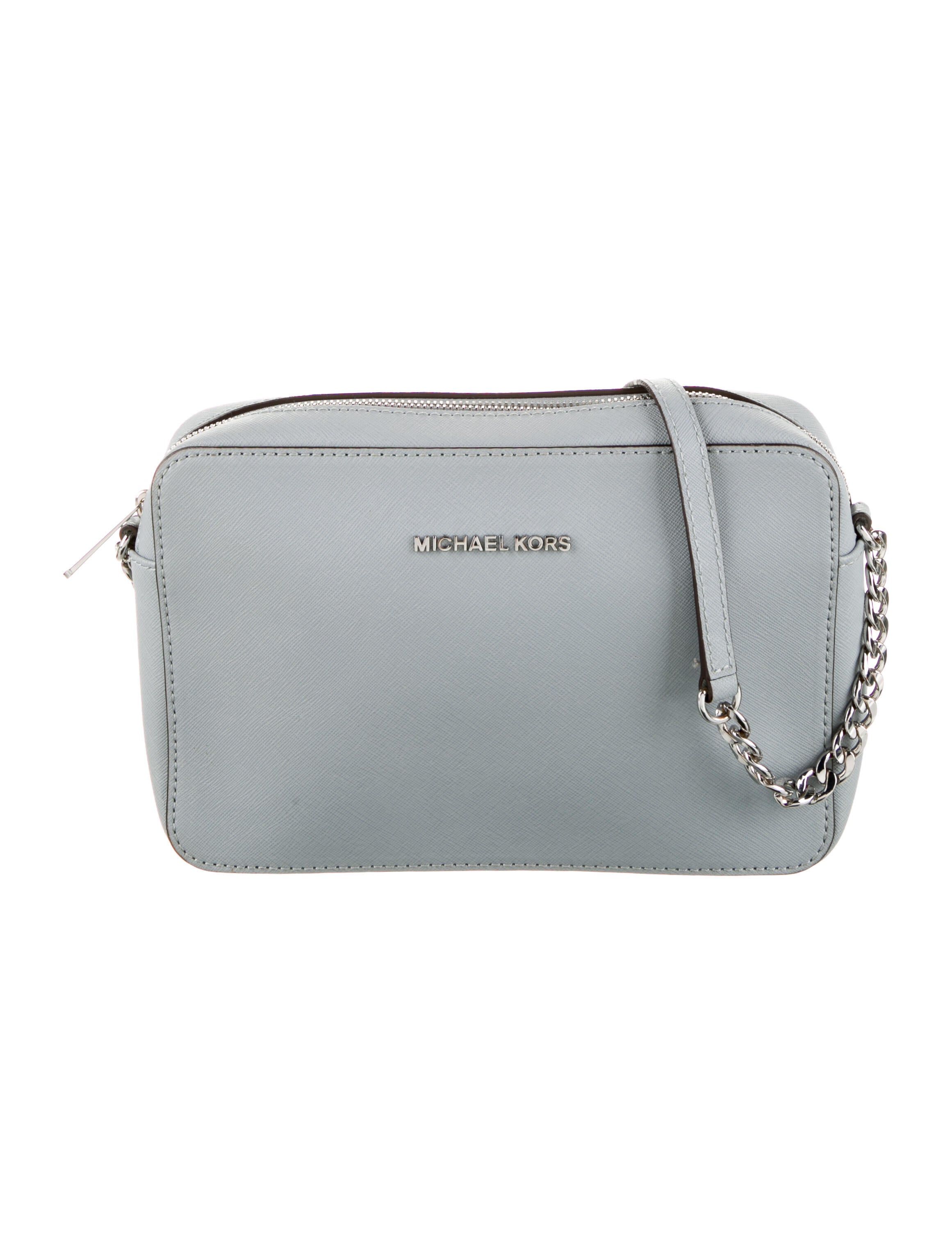Michael Kors Leather ChainLink Crossbody Bag Blue Crossbody Bags