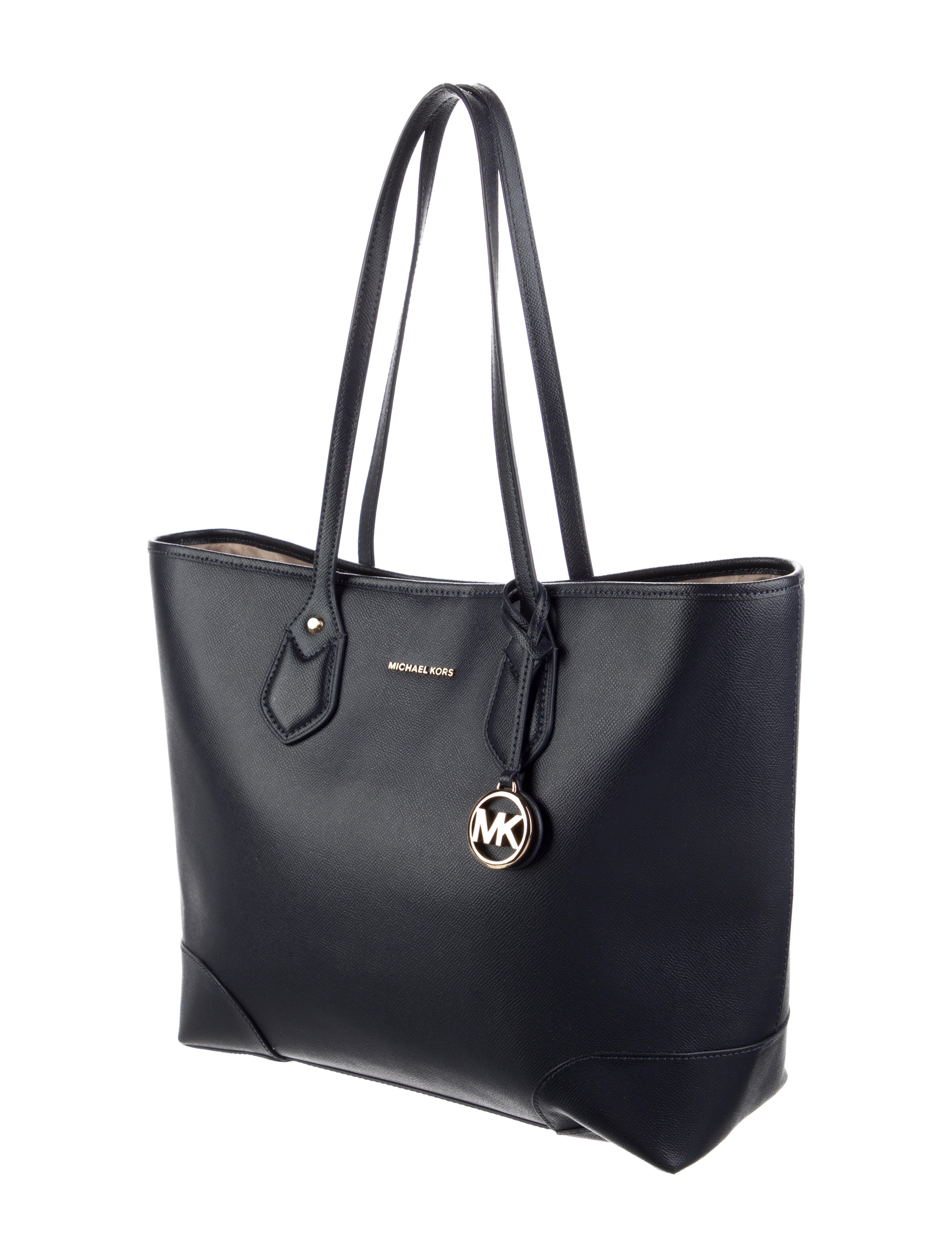 Michael Kors Textured Leather Shoulder Bag Blue Totes, Handbags