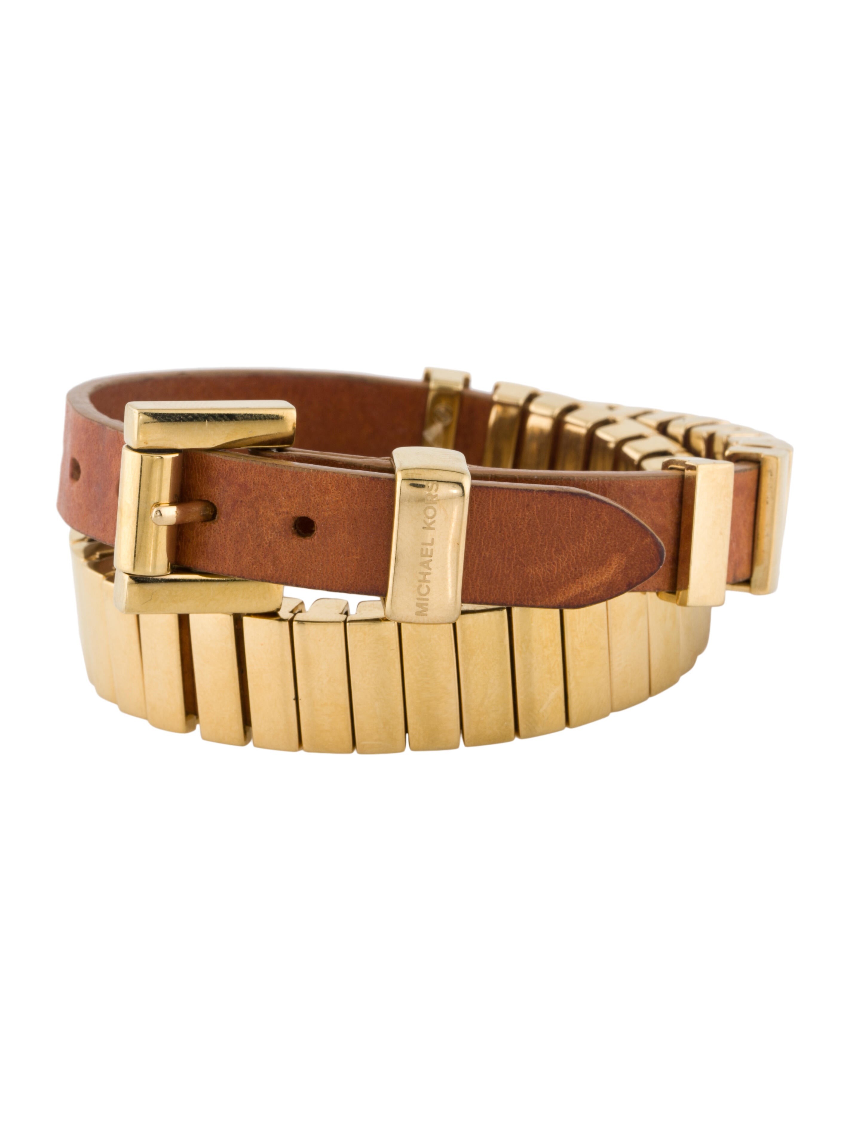 Michael Kors Leather Bar Wrap Bracelet Brass Wrap, Bracelets The RealReal