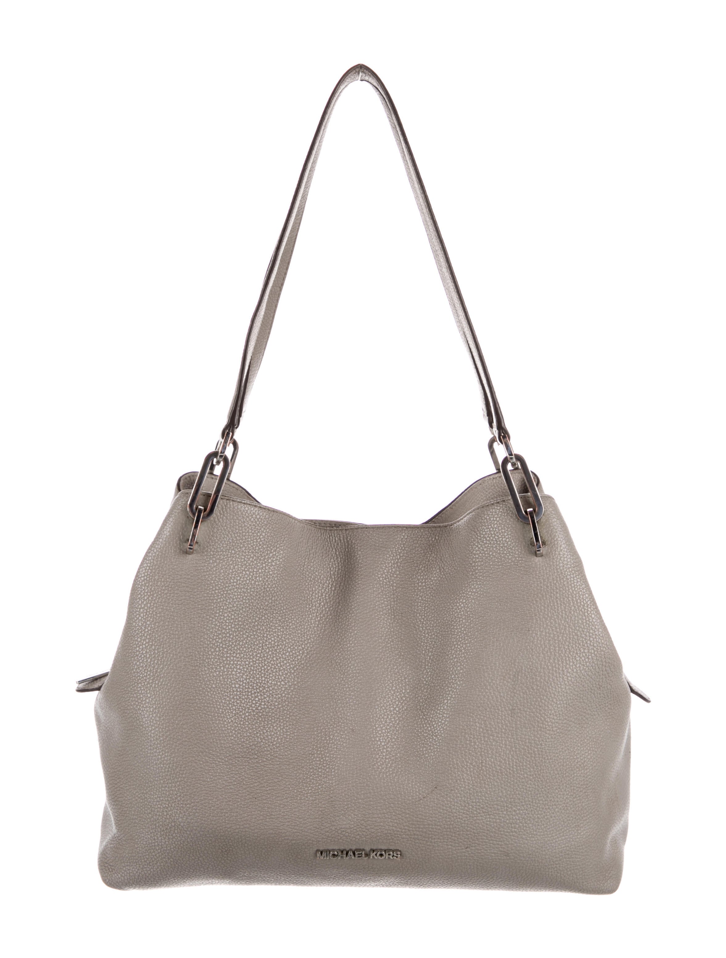 Michael Kors Textured Leather Shoulder Bag Grey Shoulder Bags