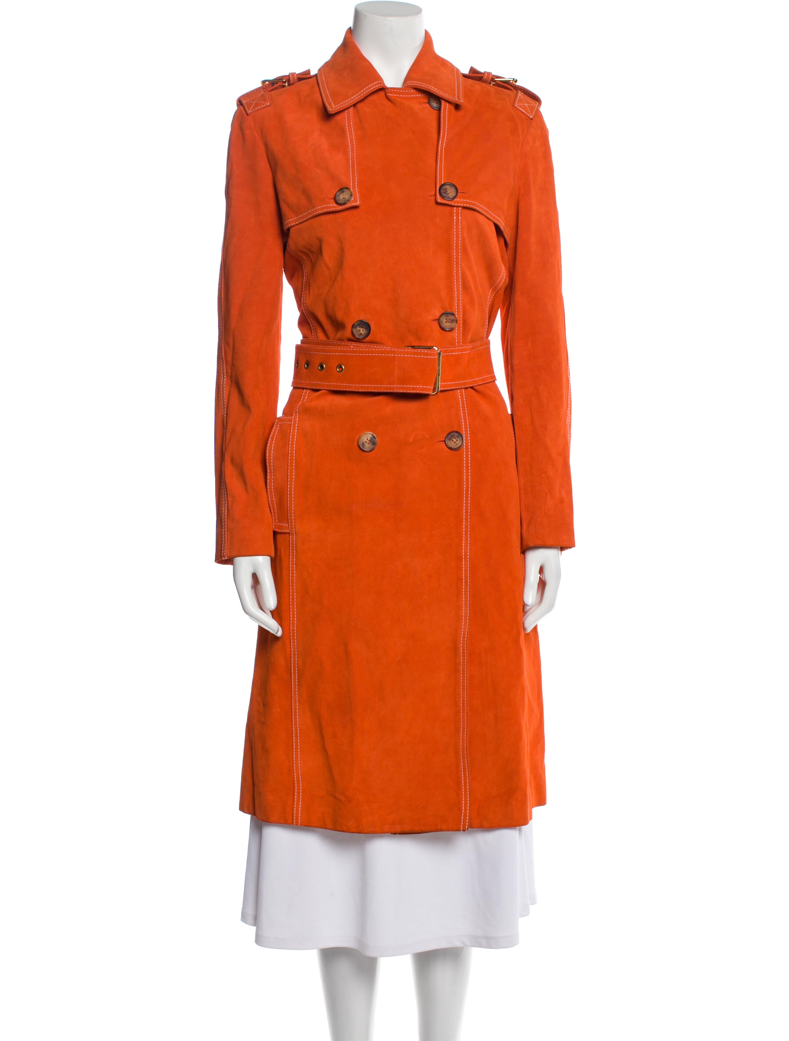 Michael Kors Leather Trench Coat Orange Coats, Clothing MIC206654