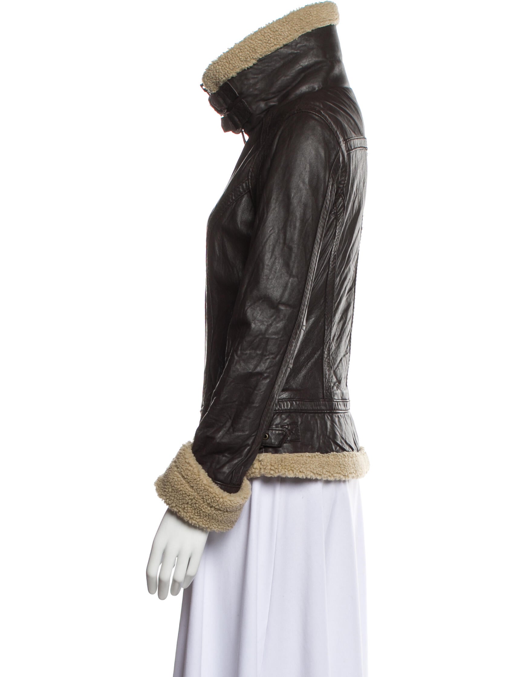 Michael Kors Leather Bomber Jacket Brown Jackets, Clothing MIC209454 The RealReal