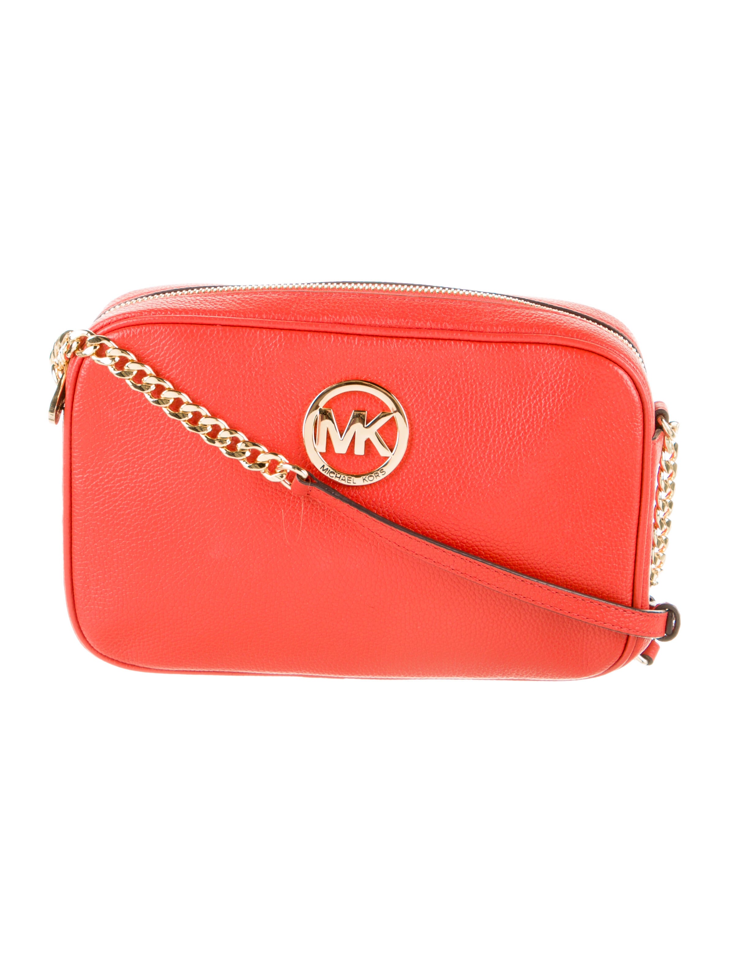 Michael Kors ChainLink Leather Crossbody Bag Orange Crossbody Bags