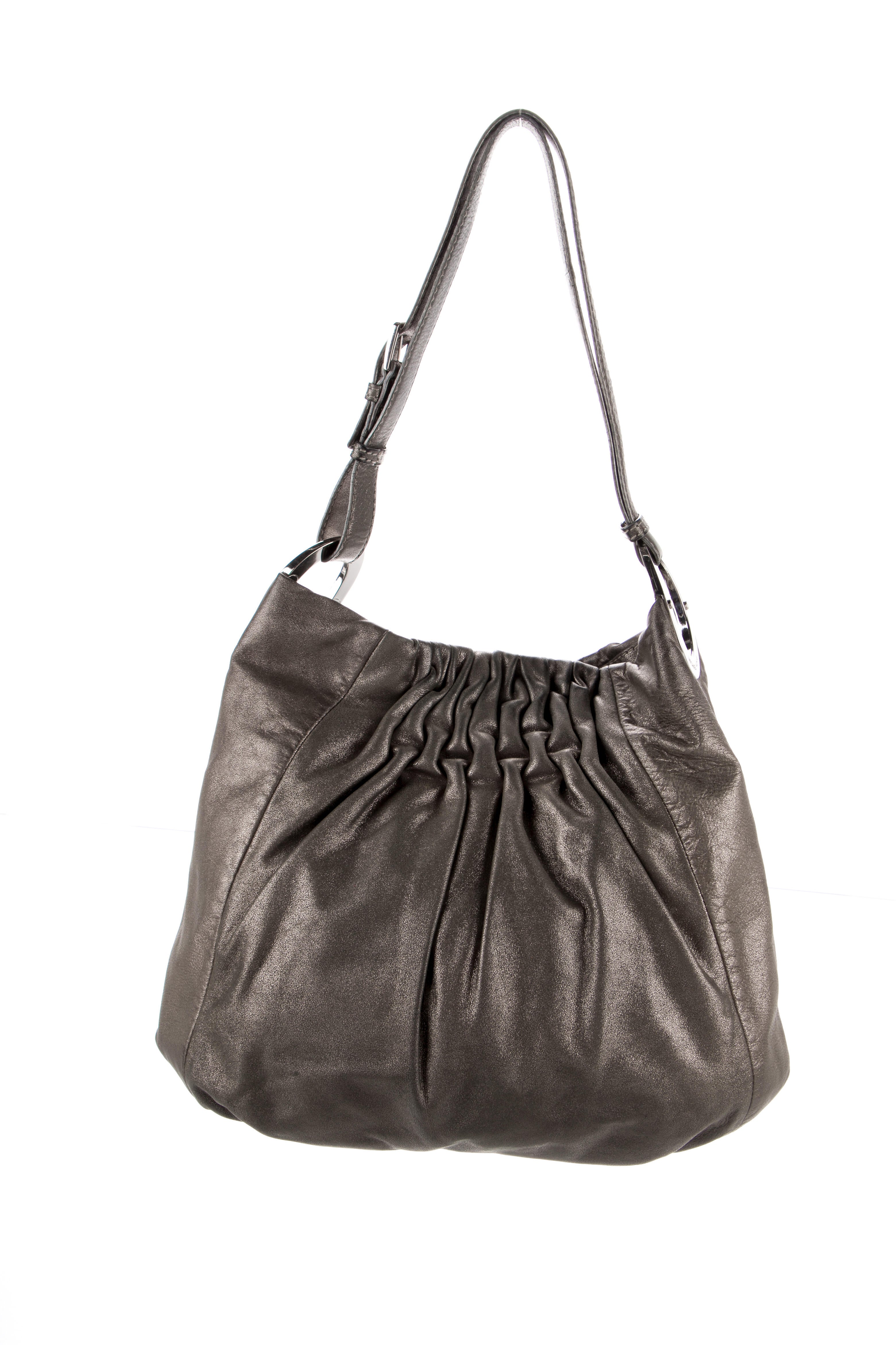 Michael Kors Leather Shoulder Bag Grey Shoulder Bags, Handbags