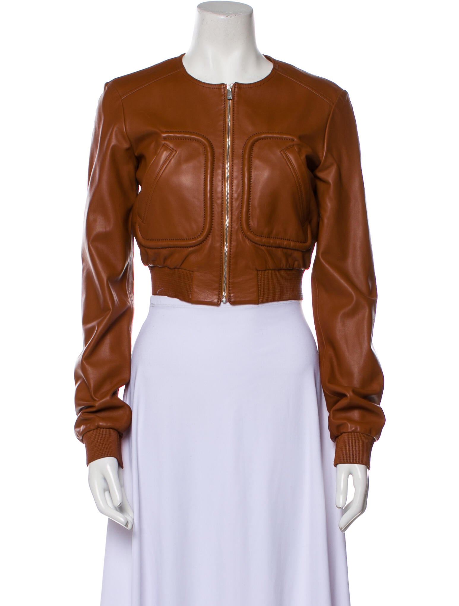 Michael Kors Leather Bomber Jacket Brown Jackets, Clothing MIC213541 The RealReal