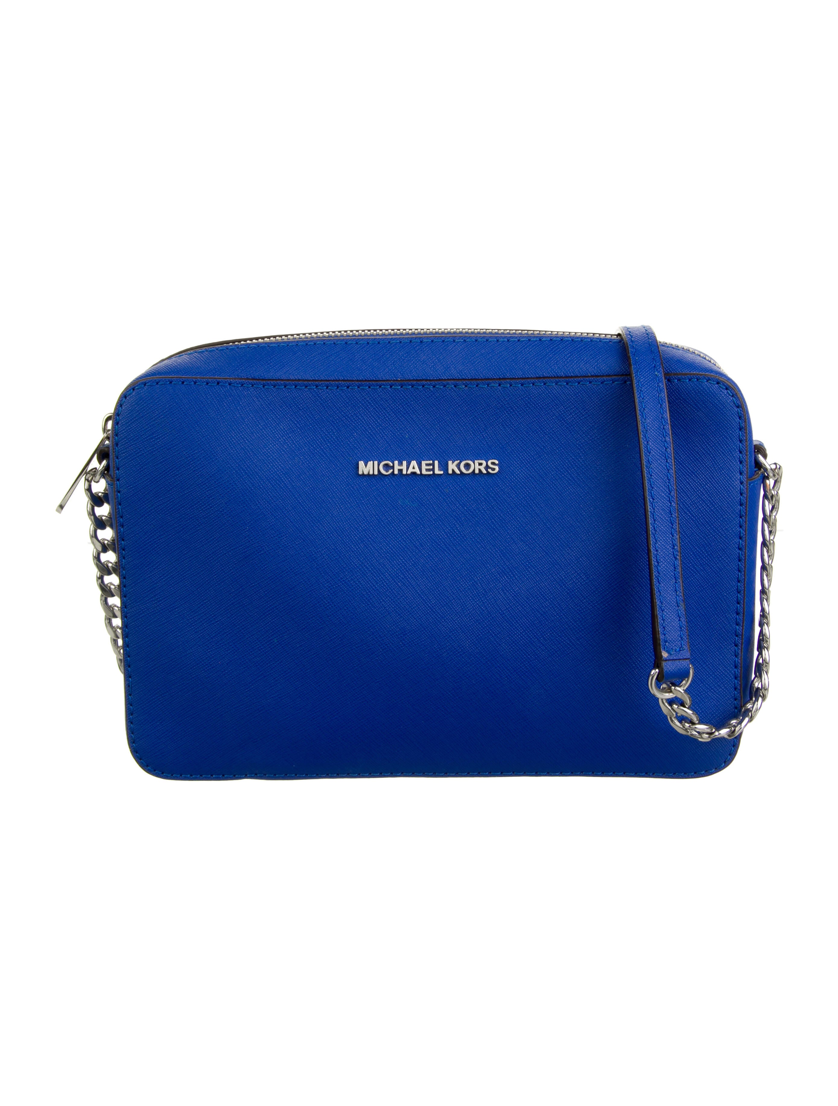 Michael Kors Leather ChainLink Crossbody Bag Blue Crossbody Bags