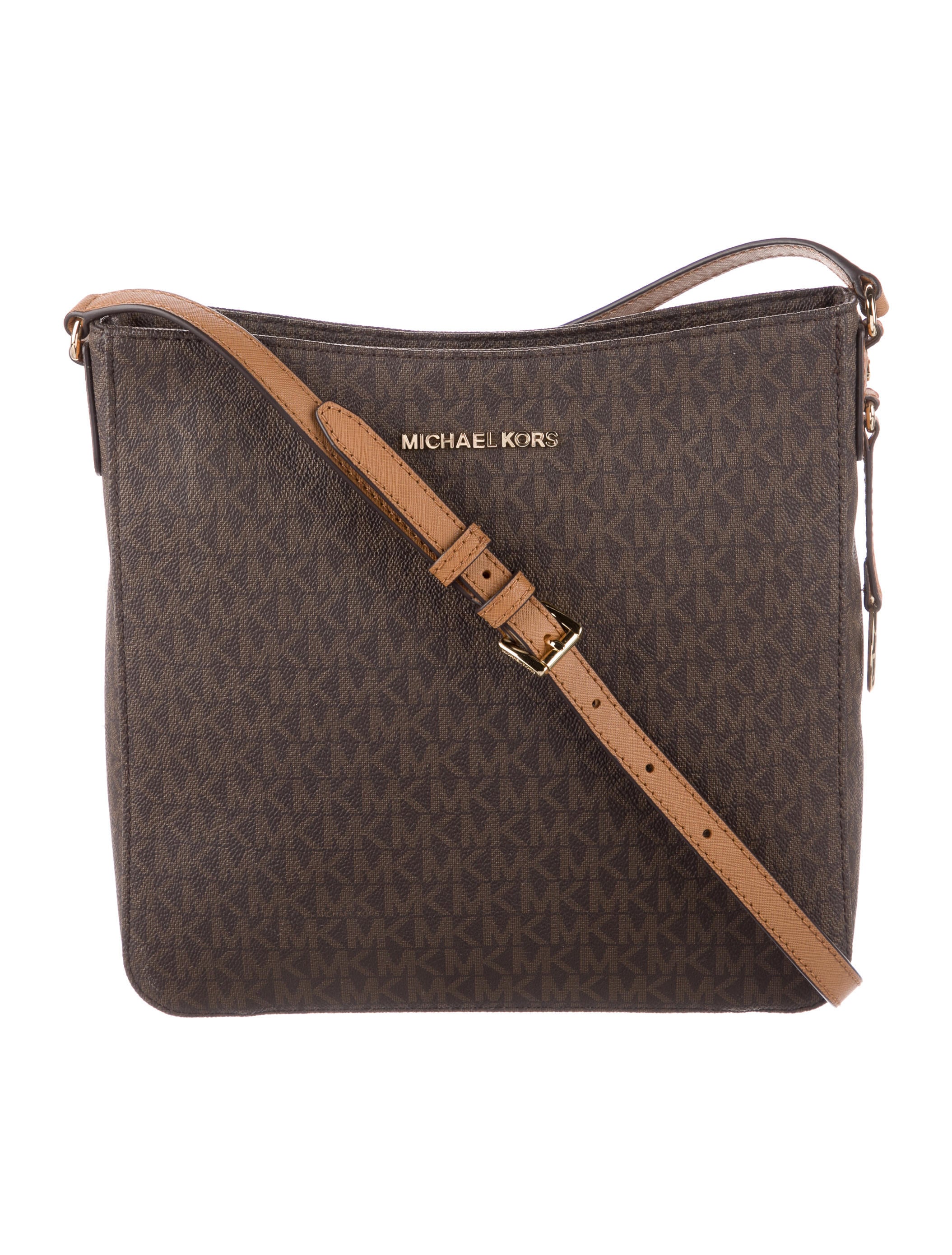 Michael Kors Coated Canvas LeatherTrimmed Messenger Bag Brown