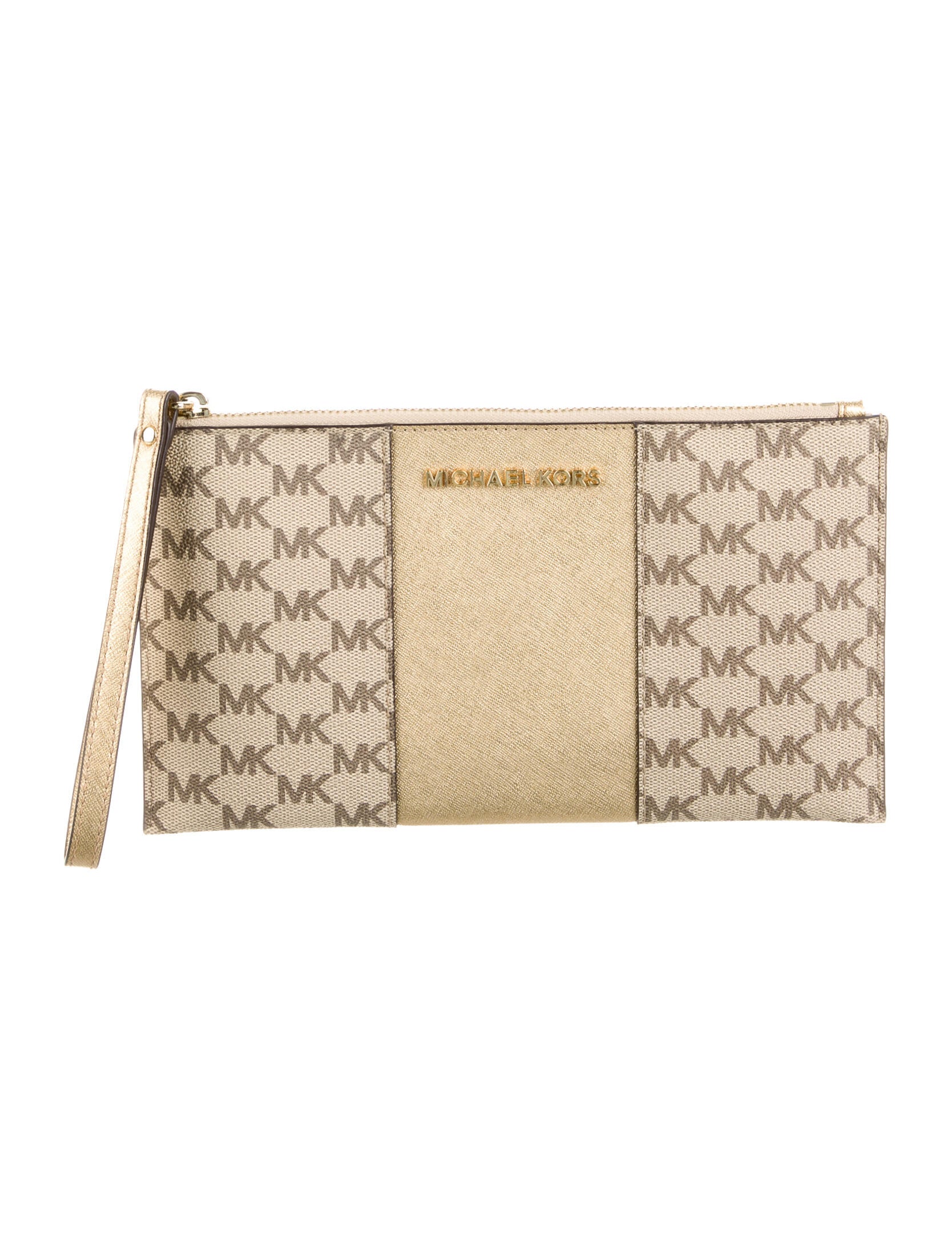 Michael Kors Embossed Gia Clutch Brown Clutches, Handbags MIC41796 The RealReal