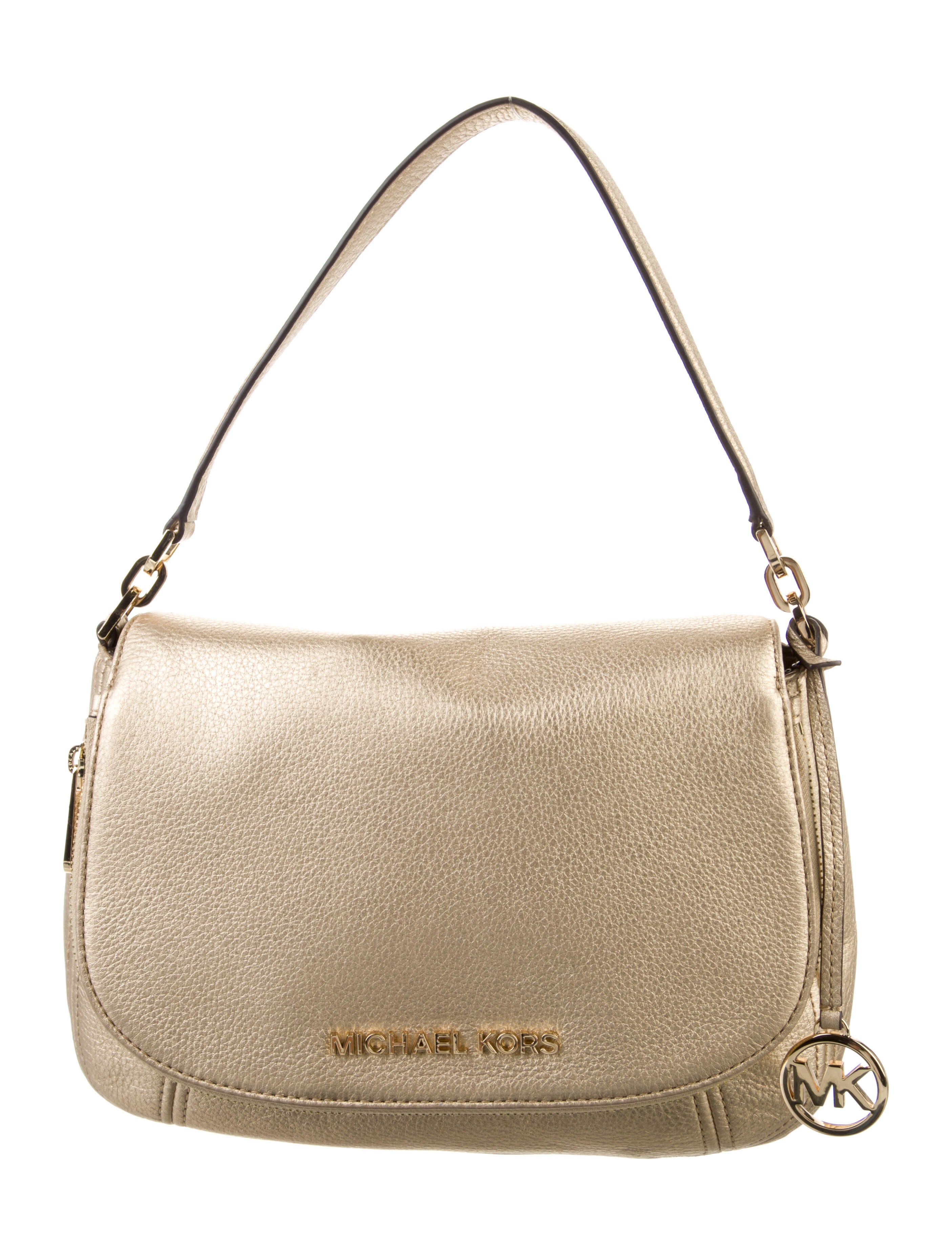 Michael Kors Leather Shoulder Bag w/ Strap Gold Shoulder Bags — free download