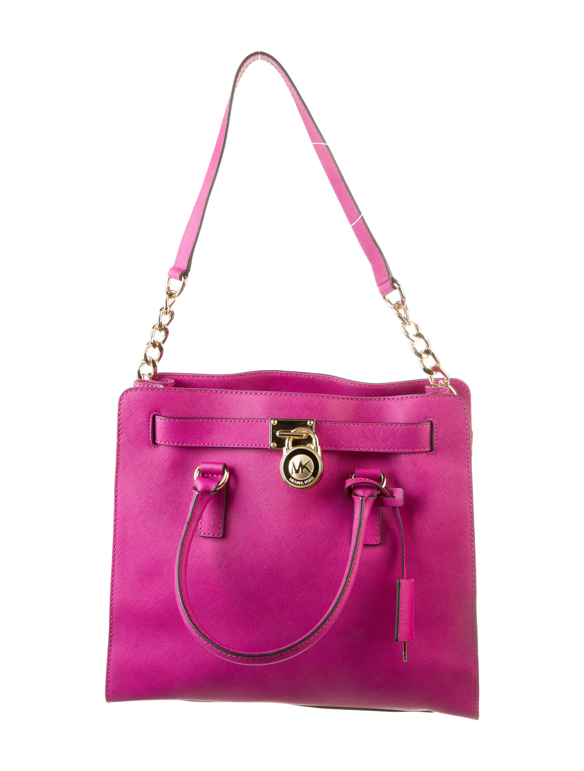 Michael Kors Textured Leather Shoulder Bag Pink Shoulder Bags