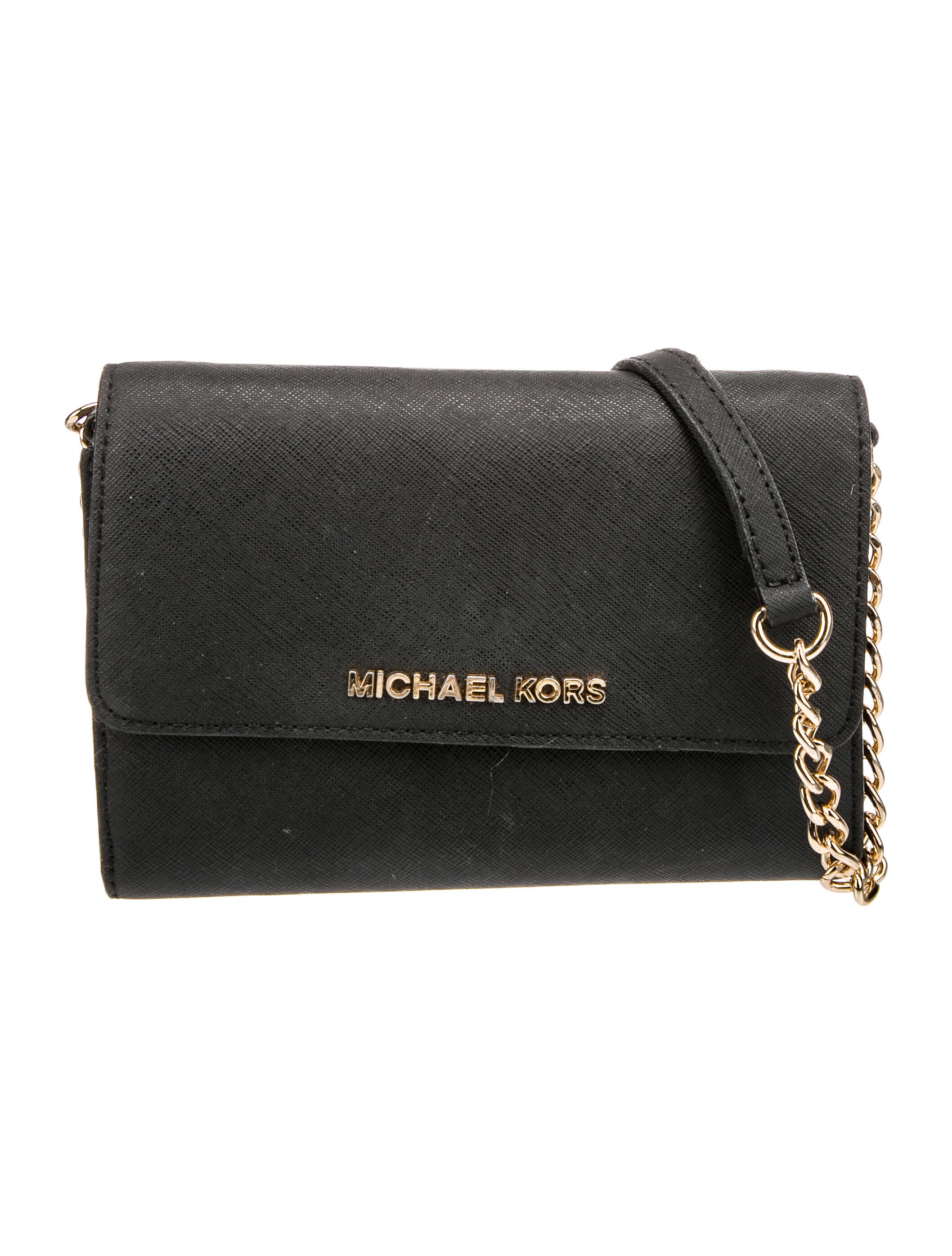 Michael Kors Saffiano Leather ChainLink Crossbody Bag Black