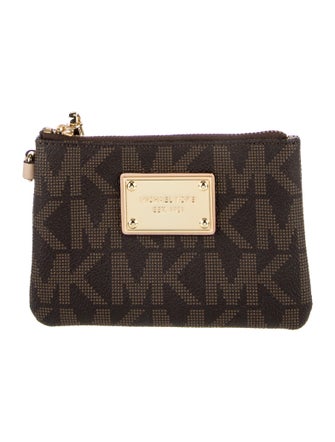 Michael Kors Leather Trim Coated Canvas Clutch