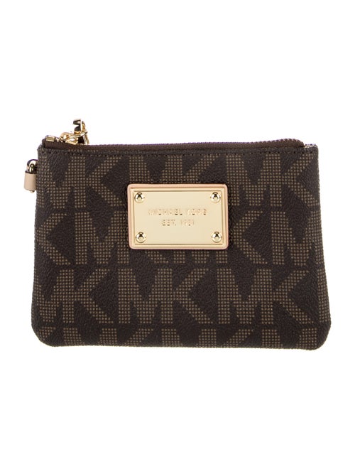 Michael Kors Leather Trim Coated Canvas Clutch