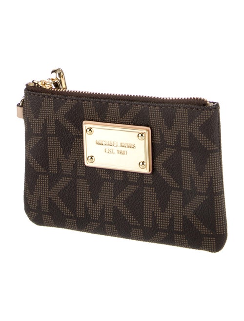 Michael Kors Leather Trim Coated Canvas Clutch
